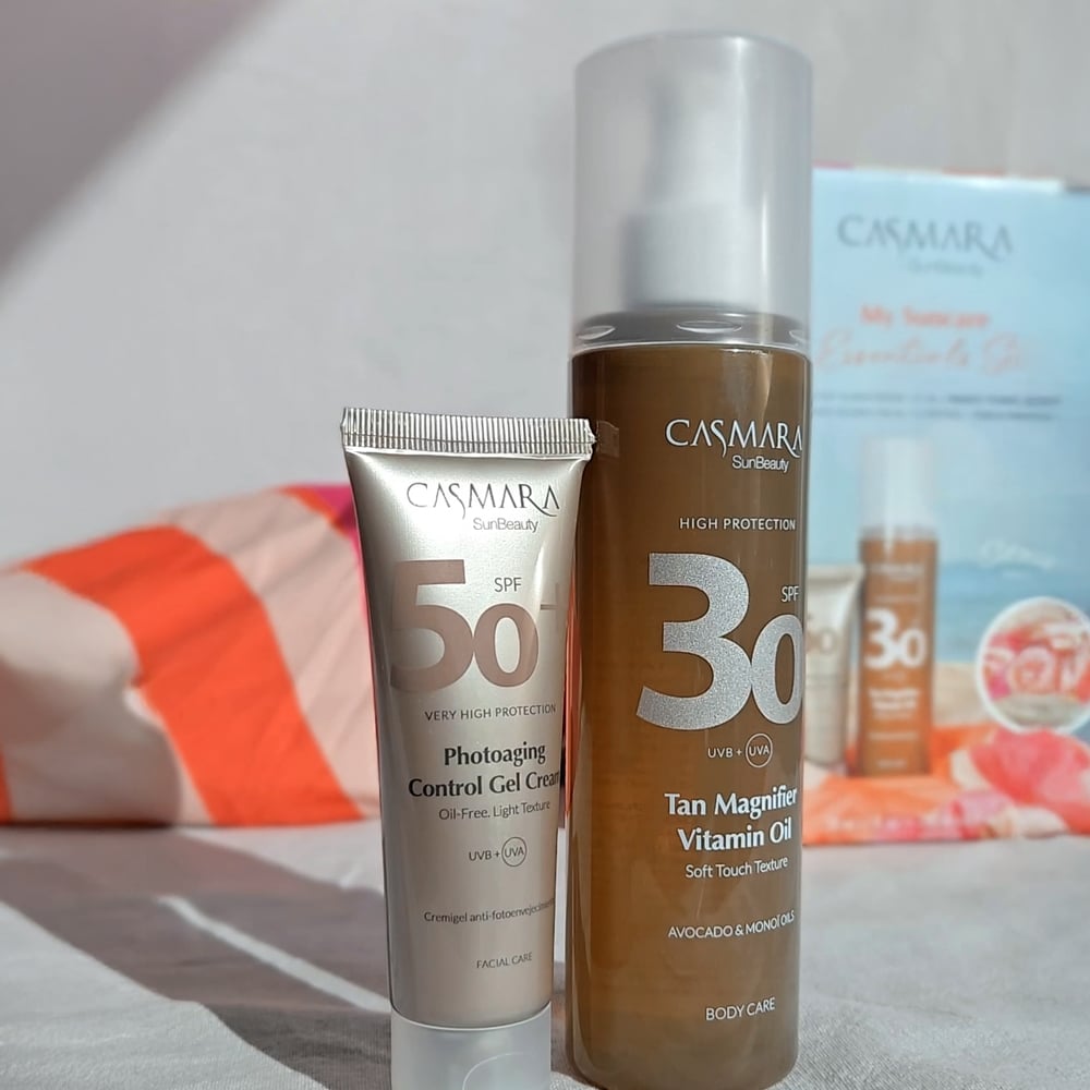 Sun Beauty Pack Photo – Aging Control Gel Cream + Tan Magnifier Vitamin Oil